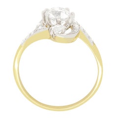 Edwardian 1.01ct Diamond Three Stone Twist Ring, c.1910s