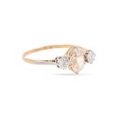 Edwardian 1.02 Carat GIA Certified Old Oval Cut Diamond 3-Stone Engagement Ring