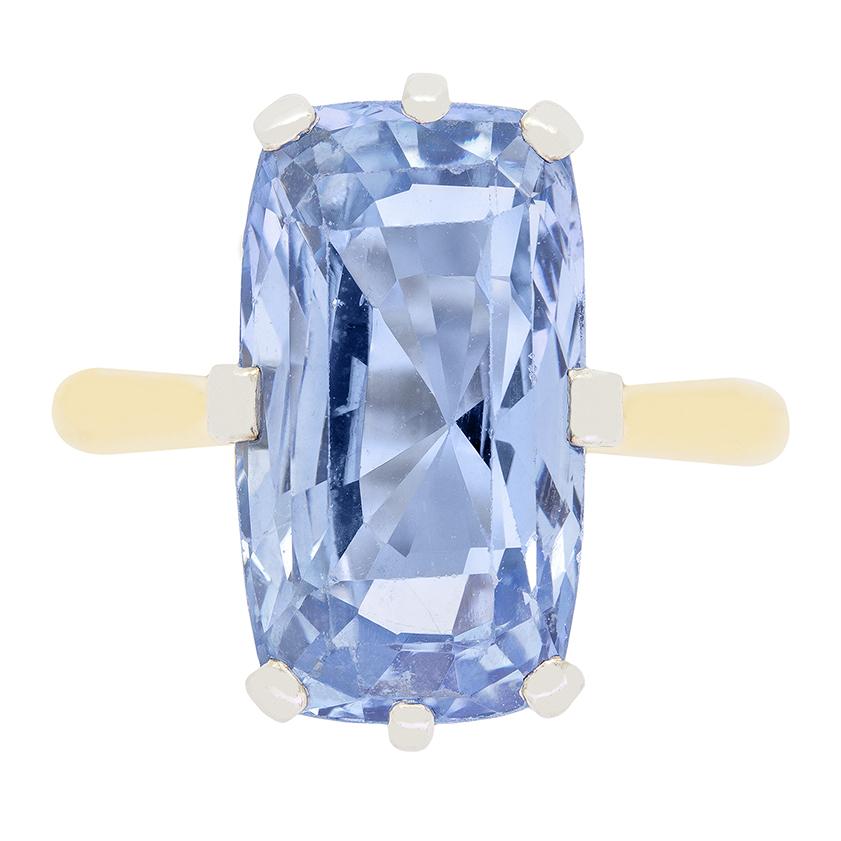 Edwardian 10.20ct Sapphire Solitaire Ring, c.1915 For Sale