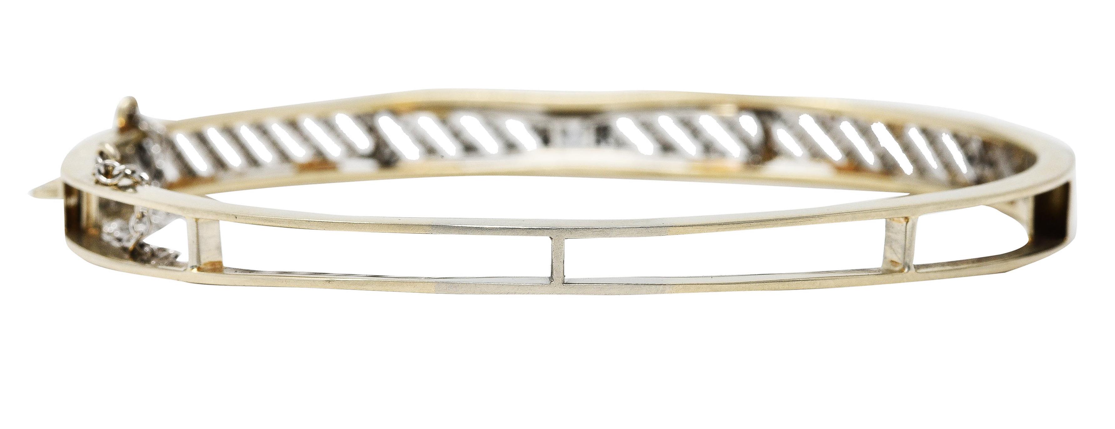 Women's or Men's Edwardian 1.04 Carat French Cut Diamond Platinum-Topped 14 Karat Gold Bracelet