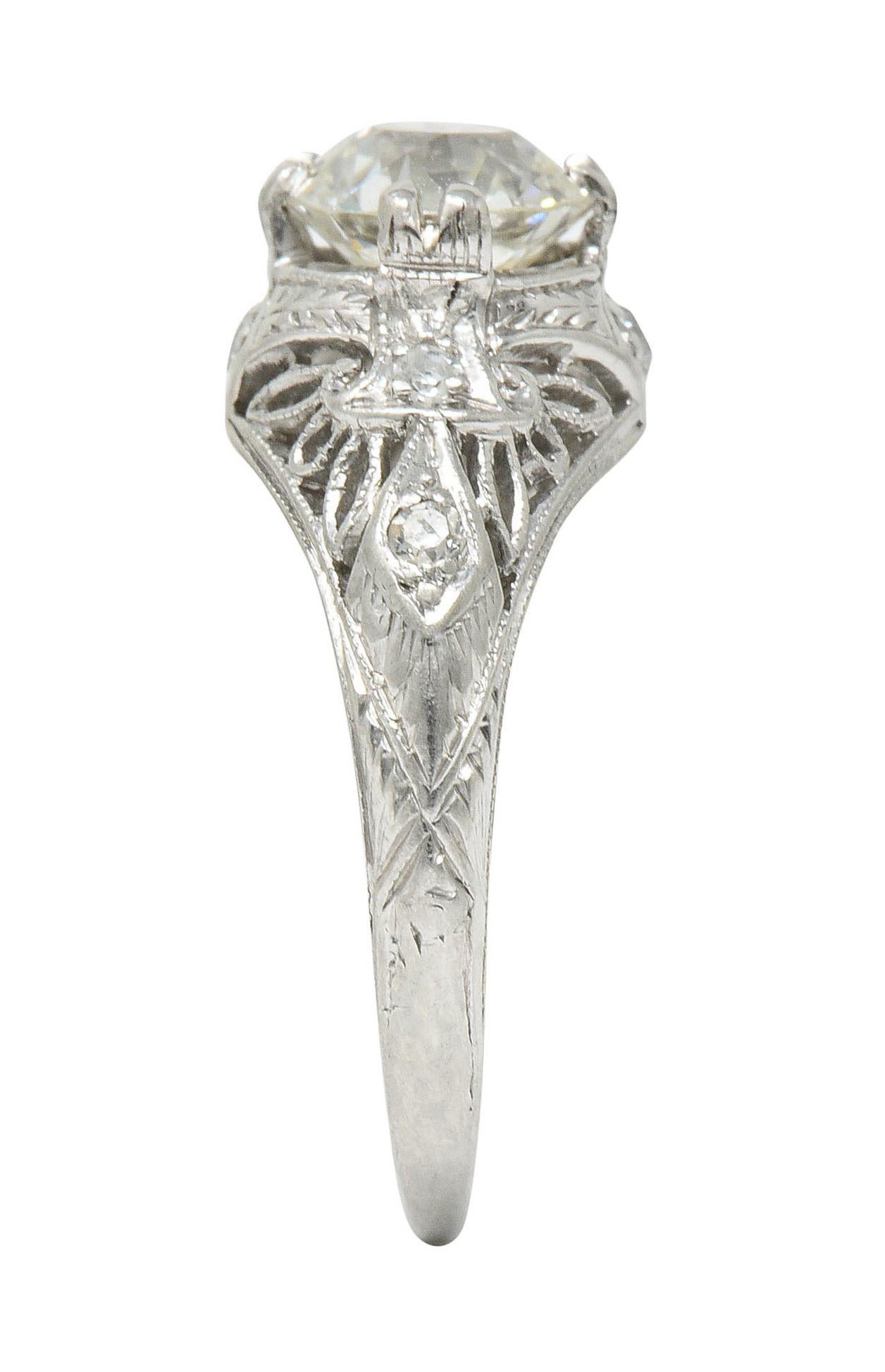 Edwardian 1.04 Carat Diamond Platinum Engagement Ring GIA 5