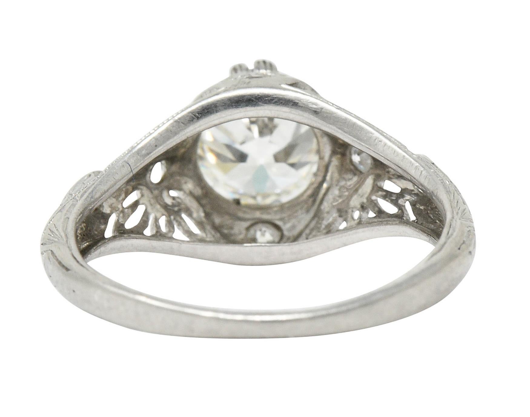Women's or Men's Edwardian 1.04 Carat Diamond Platinum Engagement Ring GIA