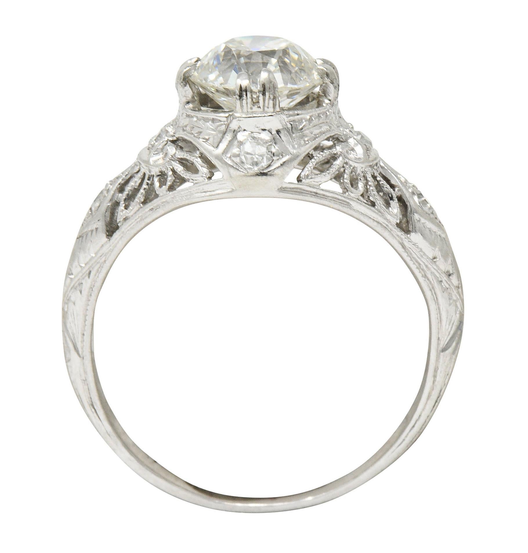 Edwardian 1.04 Carat Diamond Platinum Engagement Ring GIA 3