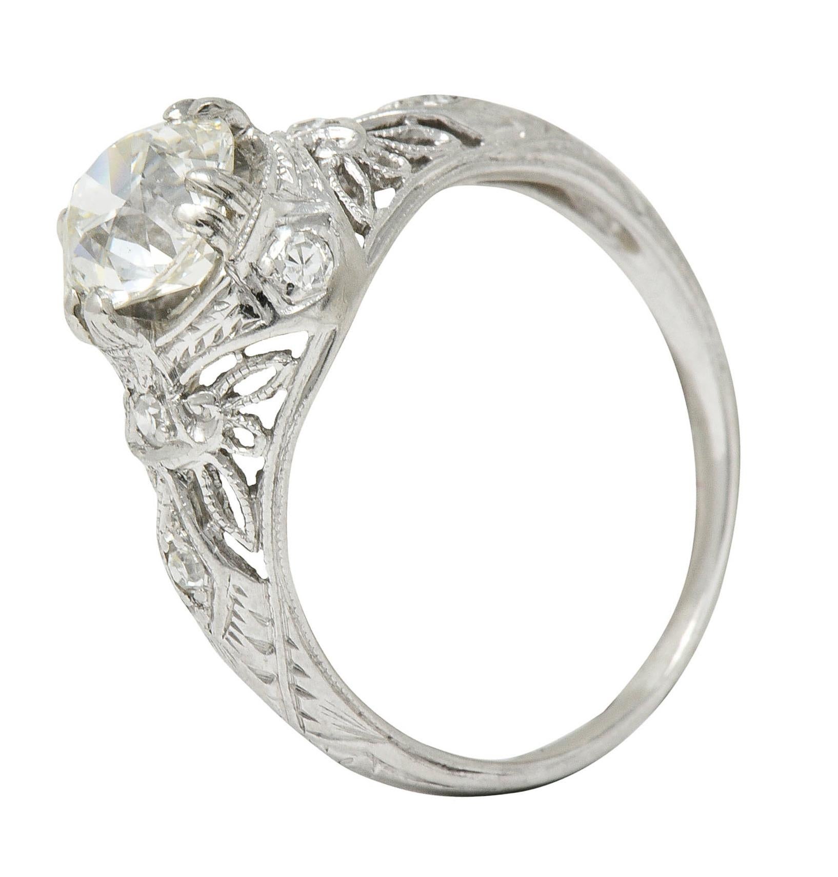 Edwardian 1.04 Carat Diamond Platinum Engagement Ring GIA 4