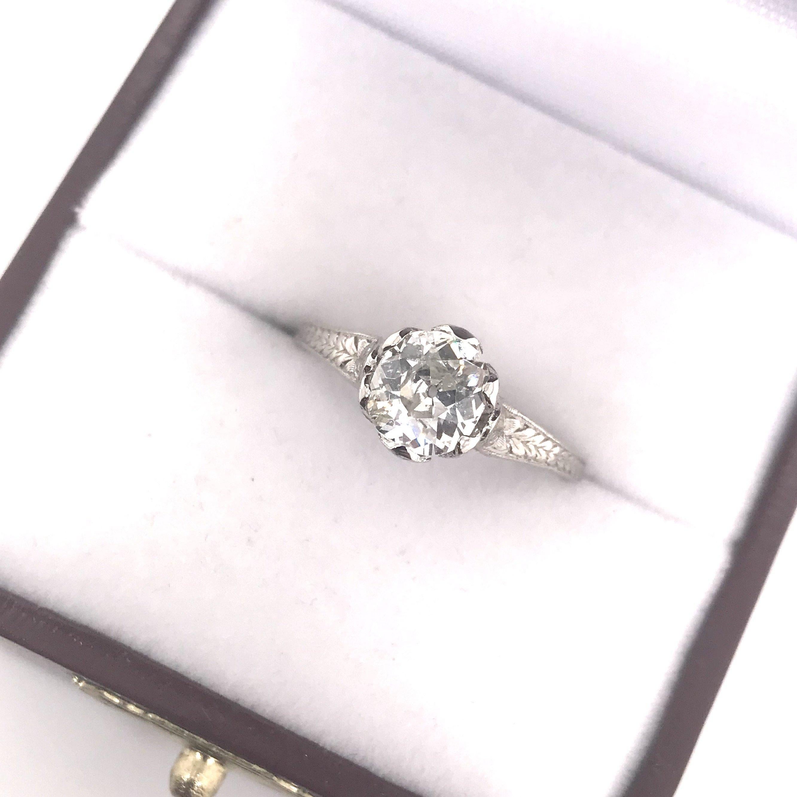 Old Mine Cut Edwardian 1.04 Carat Antique Solitaire Engagement Ring