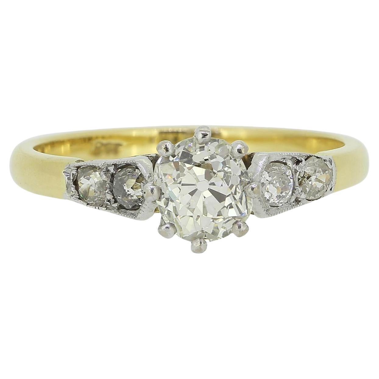 Edwardian 1.05 Carat Diamond Solitaire Engagement Ring For Sale