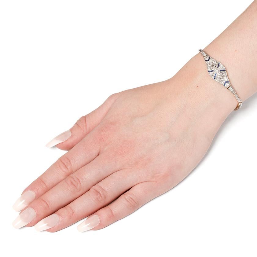 Édouardien Bracelet édouardien en diamants et saphirs de 1,05 carat, c. 1910 en vente