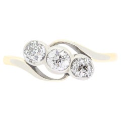 Edwardian 1.05ct Diamond Three Stone Twist Ring, c.1910s