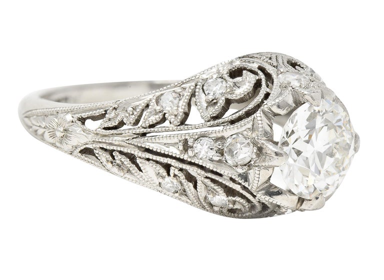 Ivylis Edwardian 1.06 Carats Old European Cut Diamond Platinum Ivy Engagement ...