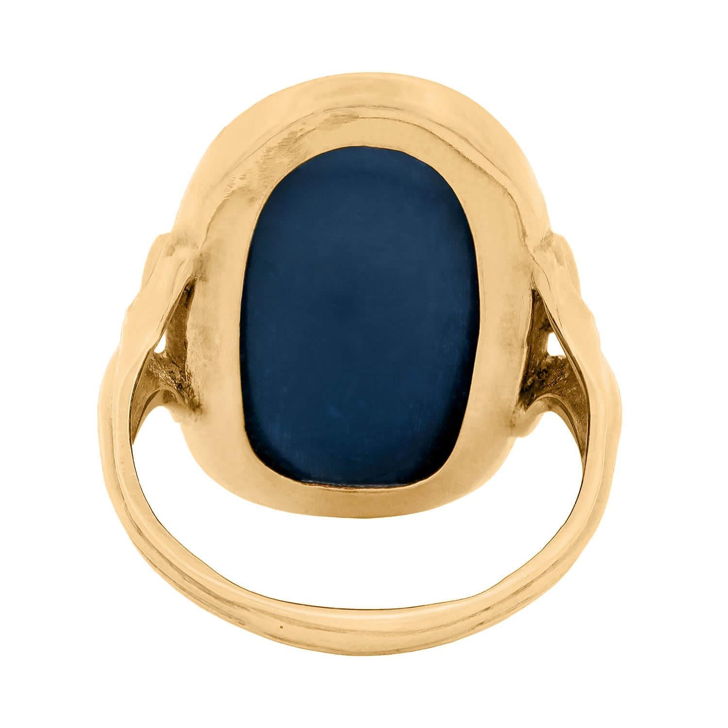 Women's or Men's Edwardian 10k Australian Black Opal Ring For Sale