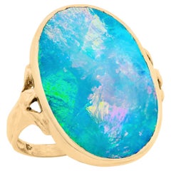 Edwardian 10k Australischer Schwarzer Opal Ring