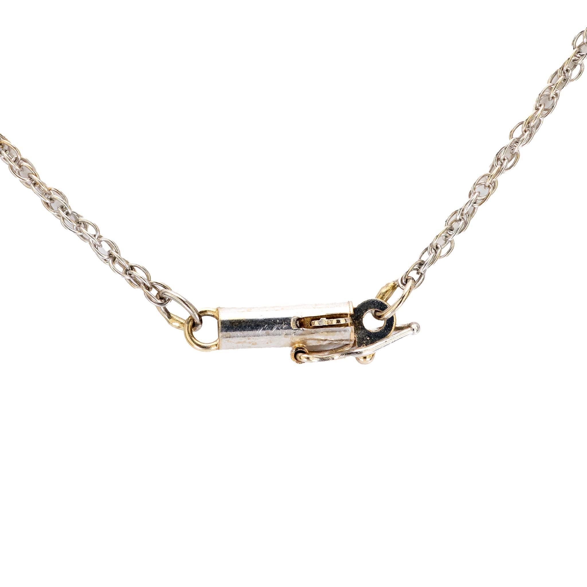 Old European Cut Edwardian 1.10 carat diamond 14k and platinum flower necklace For Sale