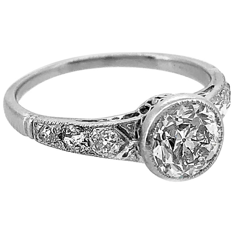 Edwardian 1.10 Carat Diamond Antique Engagement Ring Platinum For Sale