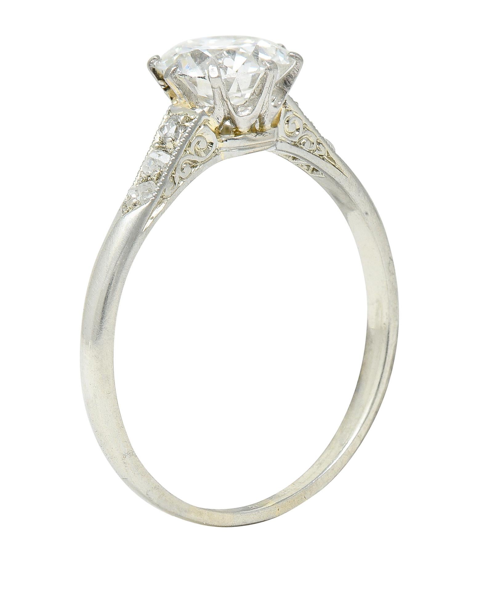 Edwardian 1.10 Carats Diamond Platinum Solitaire Engagement Ring 4