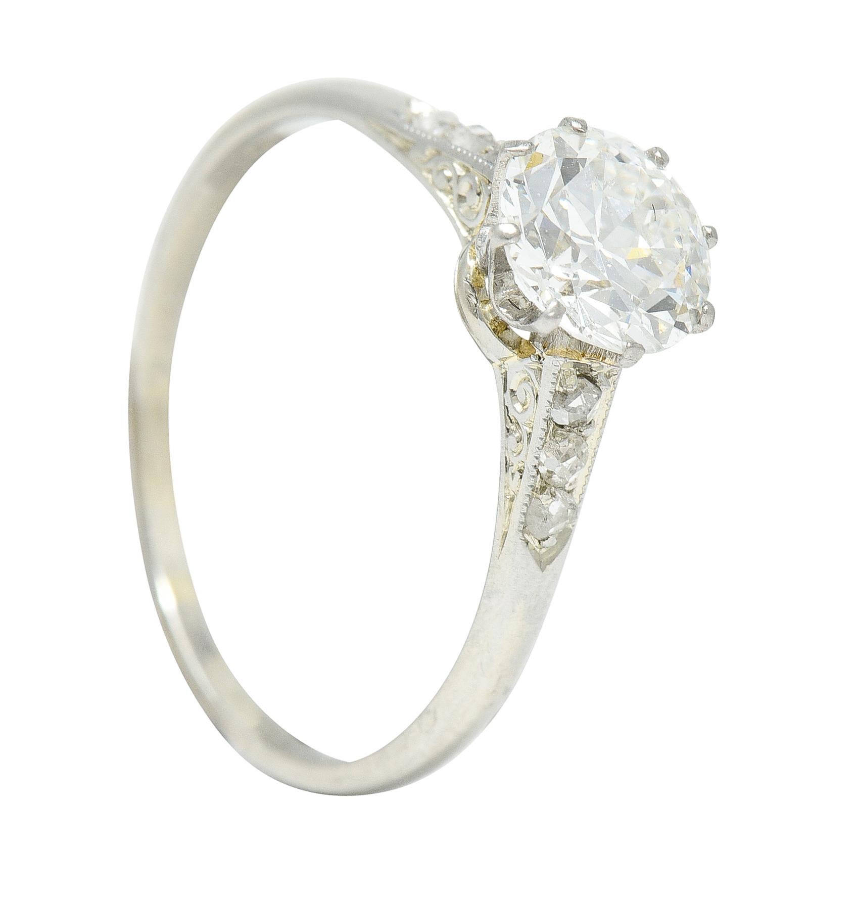 Edwardian 1.10 Carats Diamond Platinum Solitaire Engagement Ring 5