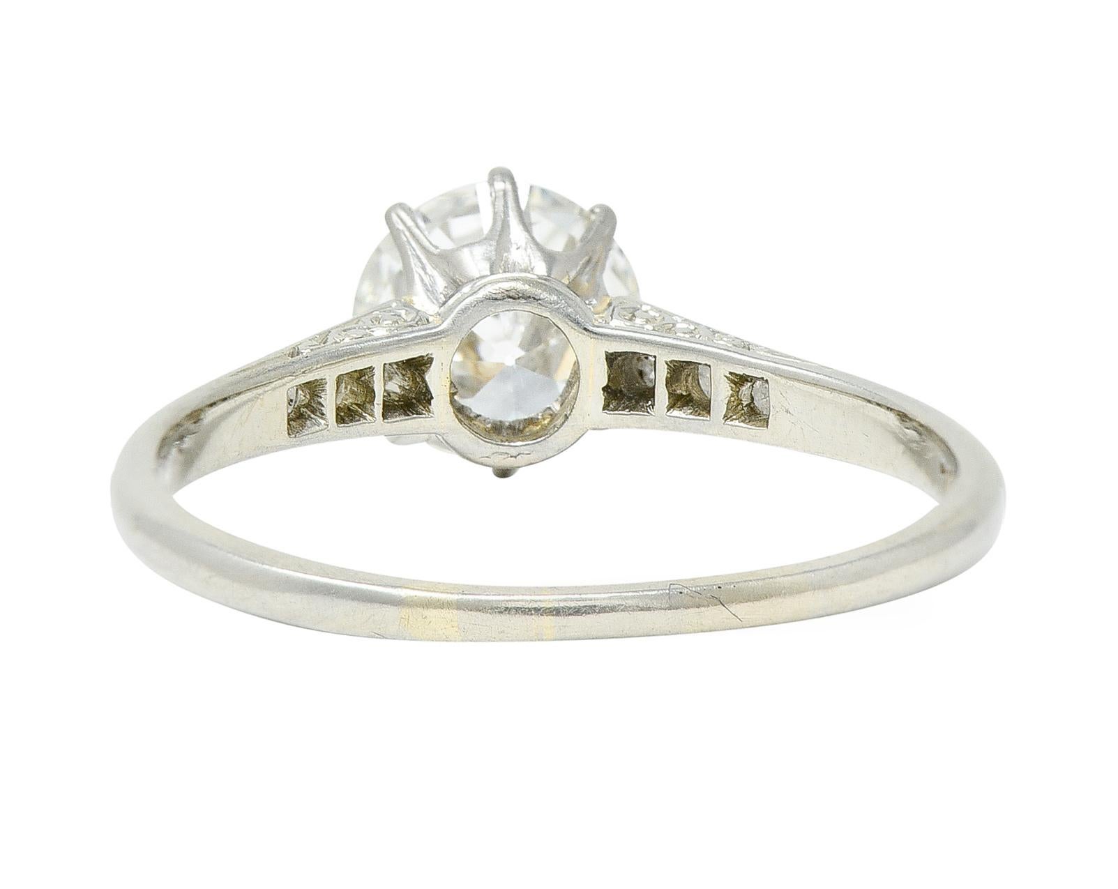 Old European Cut Edwardian 1.10 Carats Diamond Platinum Solitaire Engagement Ring