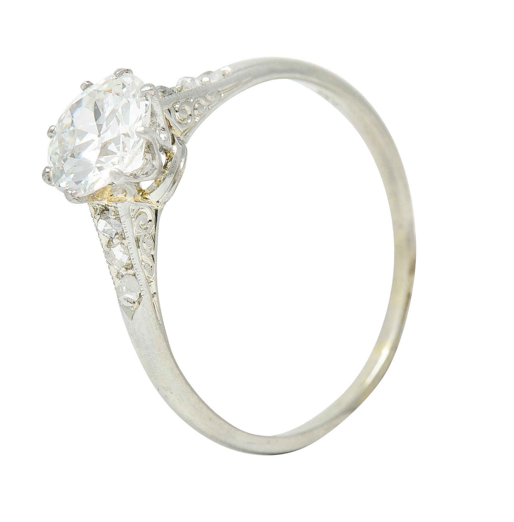 Edwardian 1.10 Carats Diamond Platinum Solitaire Engagement Ring 2
