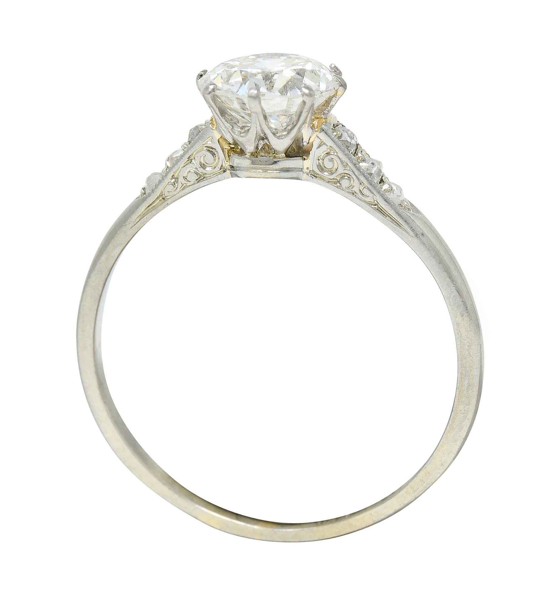 Edwardian 1.10 Carats Diamond Platinum Solitaire Engagement Ring 3