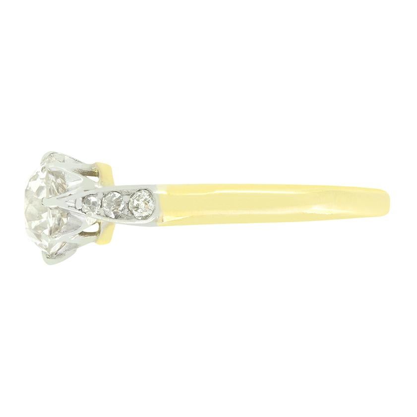 Edwardianischer 1,10-Karat-Diamant-Solitärring, um 1910 (Alteuropäischer Schliff) im Angebot