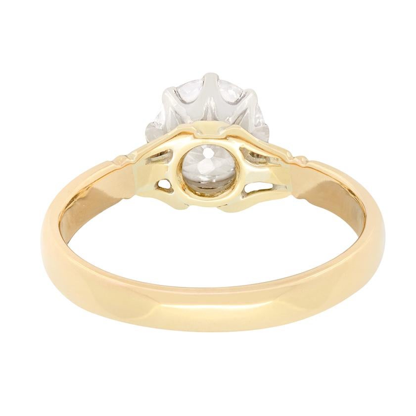 Taglio vecchia miniera Anello solitario con diamante da 1,10 carati, Edwardiano, 1910 ca. in vendita