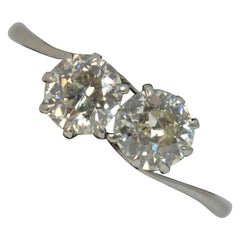 Edwardian 1.10 Carat Old Cut Diamond and Platinum Toi Et Moi Engagement Ring