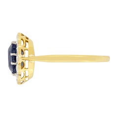 Edwardian 1.10ct Sapphire and Diamond Halo Ring, c.1910s