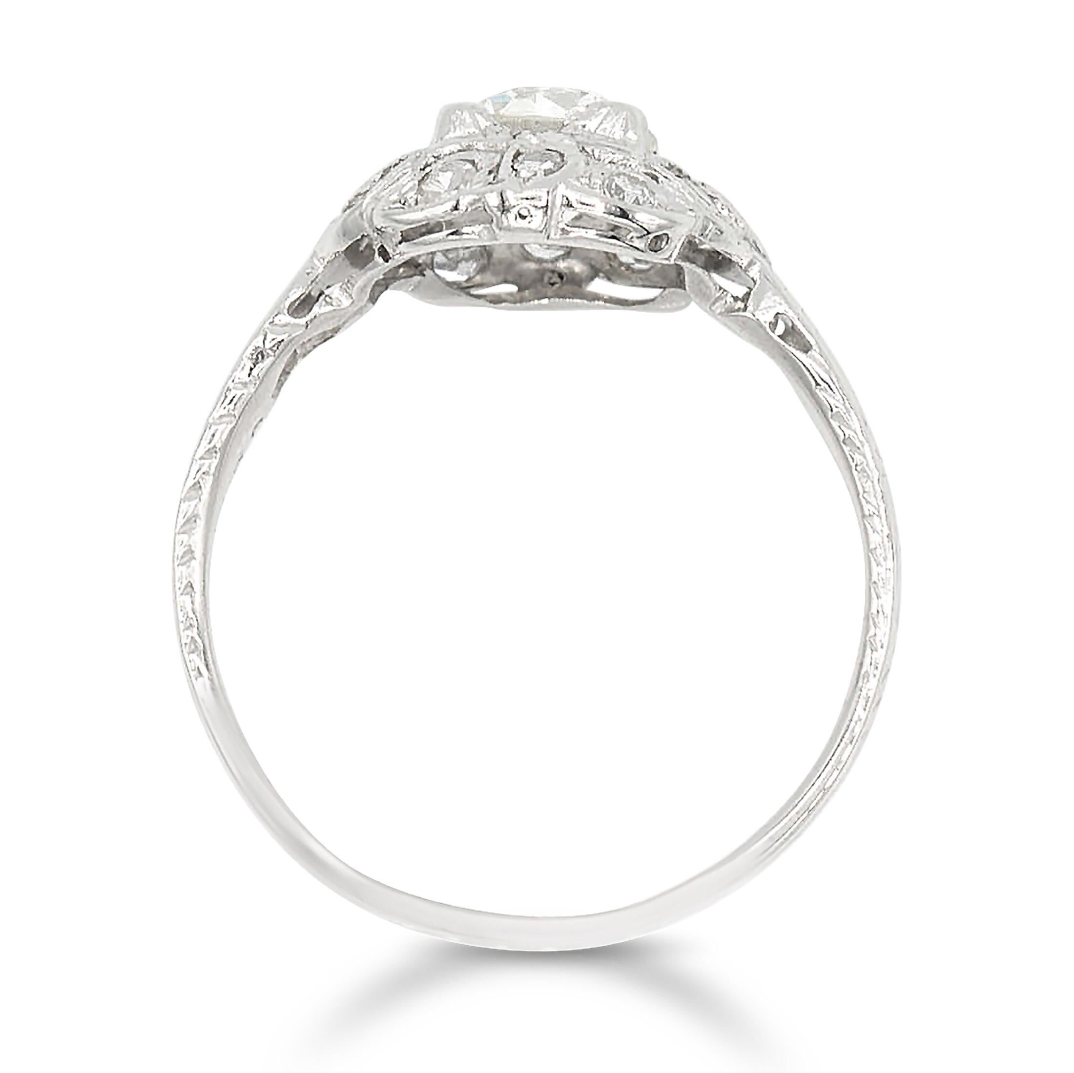 Edwardian 1.13 Ct. Old European Engagement Ring GIA K VS1 in Platinum In Good Condition For Sale In New York, NY