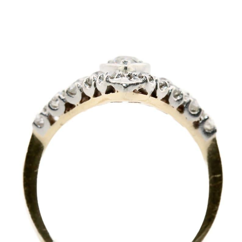 Edwardian 1,16 Karat Old Mine Diamant-Cluster-Ring aus 14 Karat Gelbgold, Platin im Zustand „Gut“ im Angebot in Boston, MA