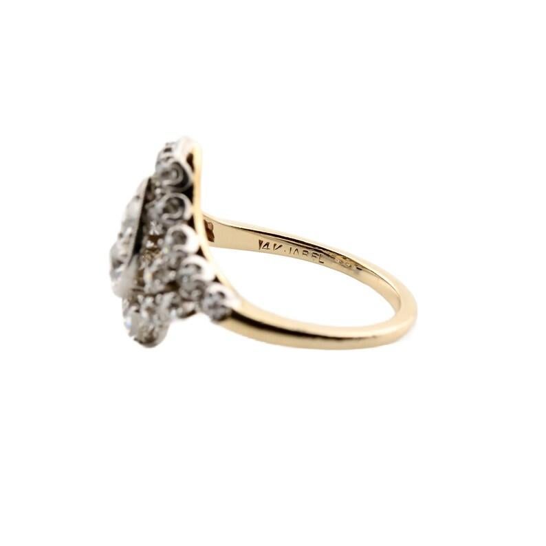 Women's Edwardian 1.16ctw Old Mine Diamond Cluster Ring in 14K Yellow Gold, Platinum For Sale