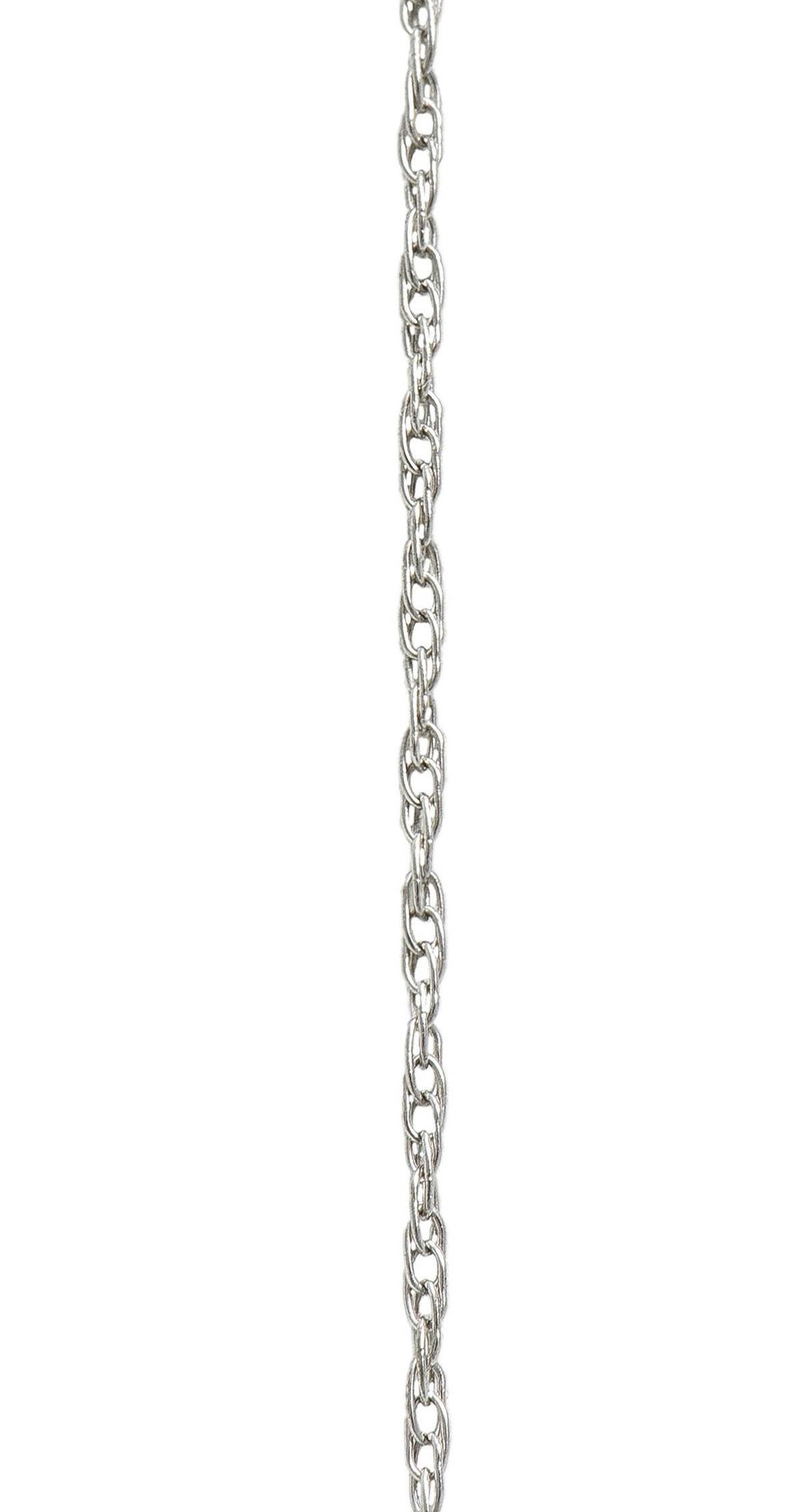 Edwardian 1.17 CTW Sapphire Diamond Platinum 14K Gold Antique Pendant Necklace For Sale 3