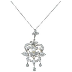 Edwardian 1.20 Carat Diamond Pearl Platinum-Topped 14 Karat Gold Necklace