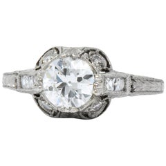 Edwardian 1.20 Carat Diamond Platinum Engagement Ring GIA Edwardian 1.20 Carat Diamond Platinum Engagement Ring GIA