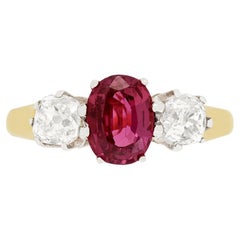 Edwardian 1.20ct Ruby and Diamond Trilogy Ring, c.1910