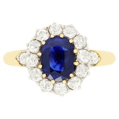 Edwardianischer 1,21 Karat Saphir- und Diamant-Cluster-Ring, ca. 1910er Jahre