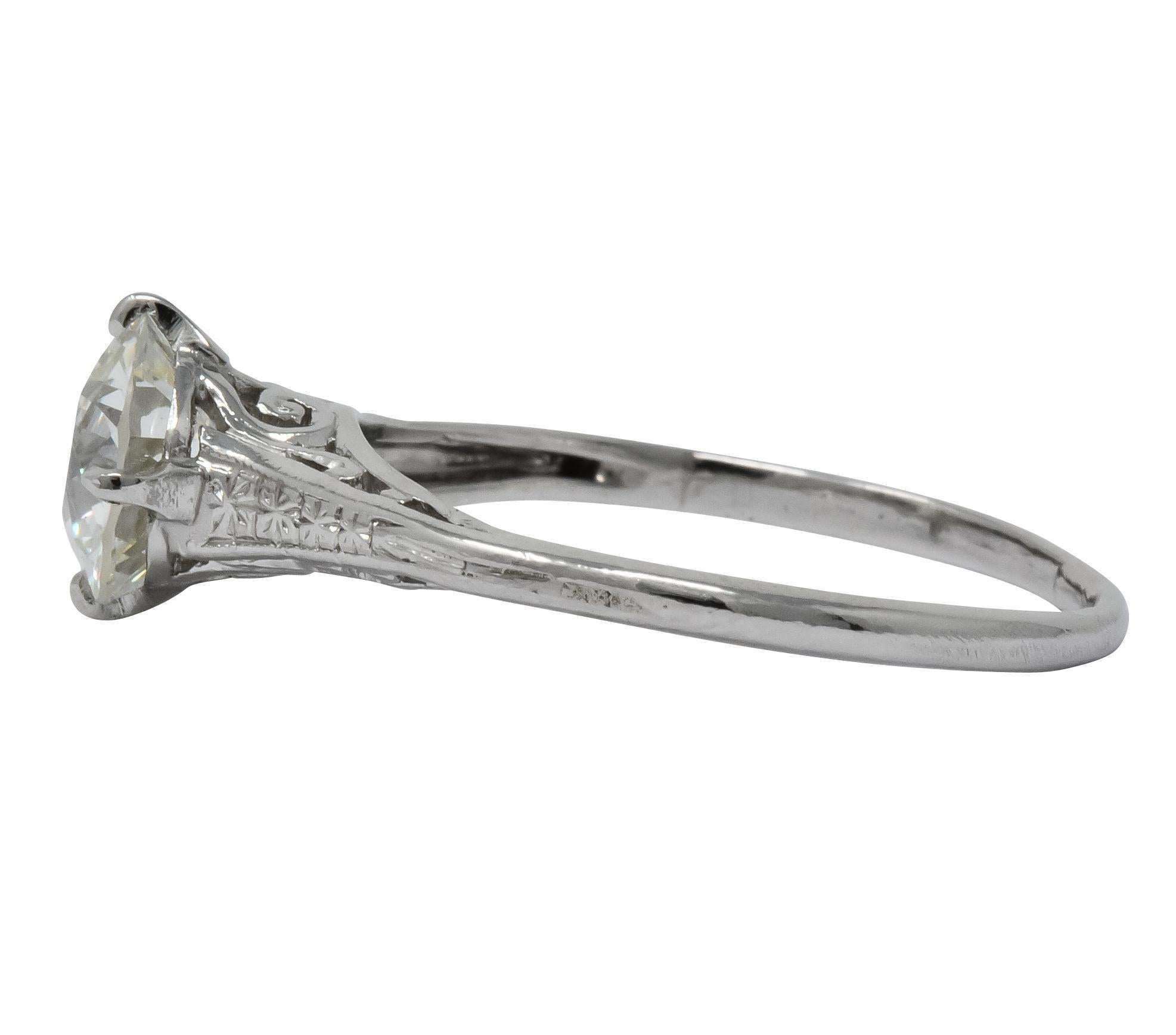 Old European Cut Edwardian 1.23 Carat Diamond Platinum Solitaire Engagement Ring GIA