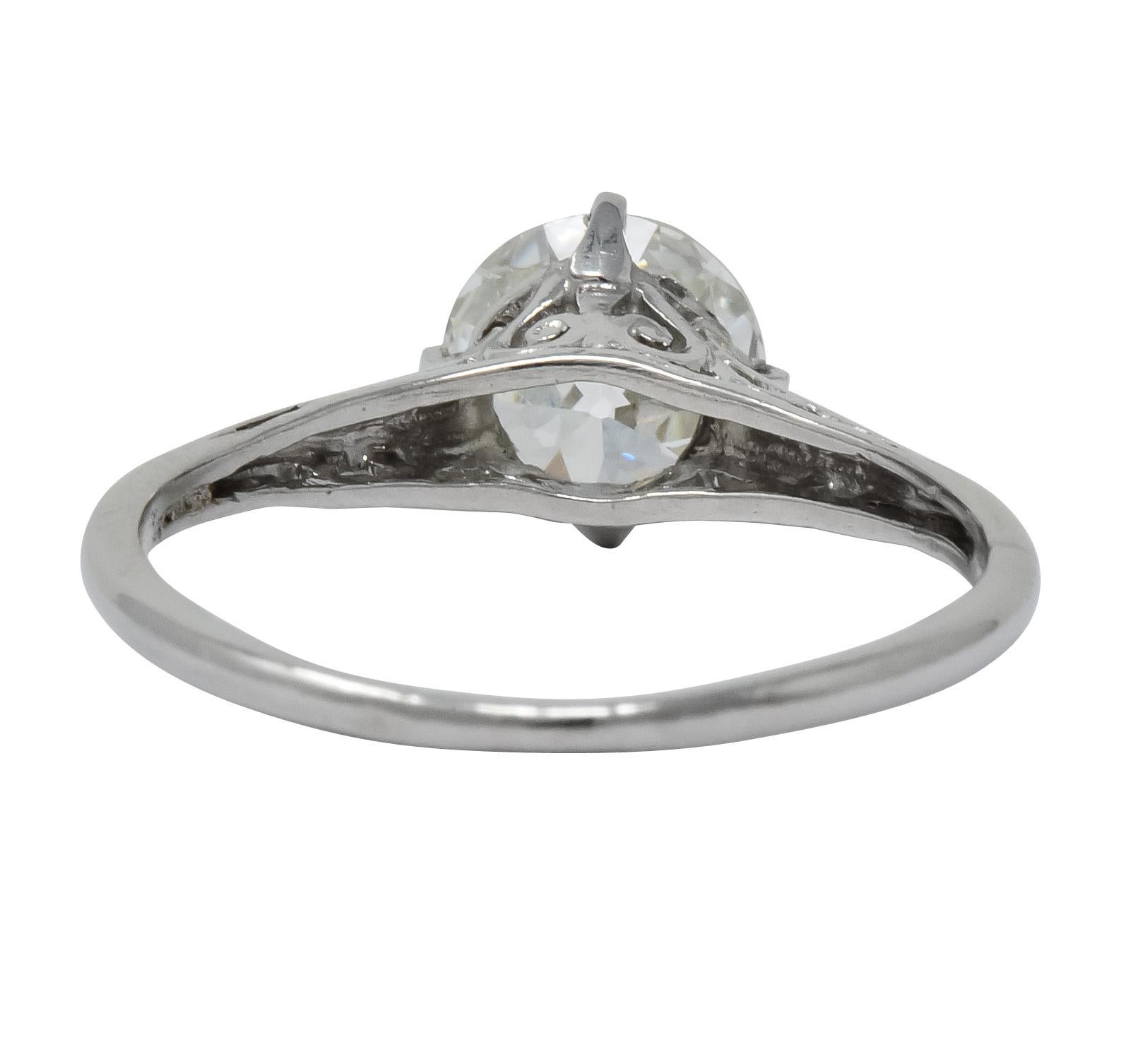 Edwardian 1.23 Carat Diamond Platinum Solitaire Engagement Ring GIA 1