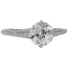 Antique Edwardian 1.23 Carat Diamond Platinum Solitaire Engagement Ring GIA