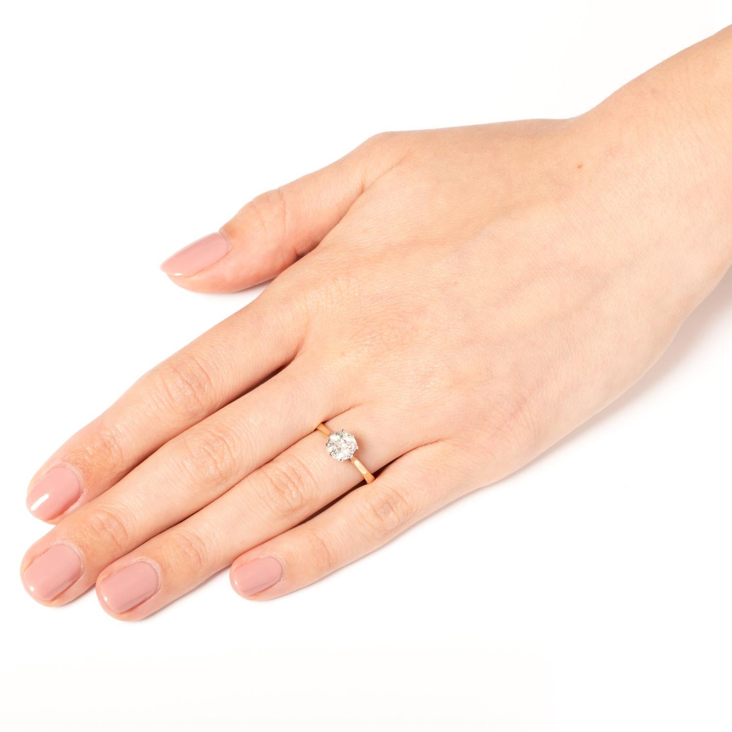 Edwardian 1.23ct Diamond Solitaire Ring, c.1910s In Good Condition In London, GB