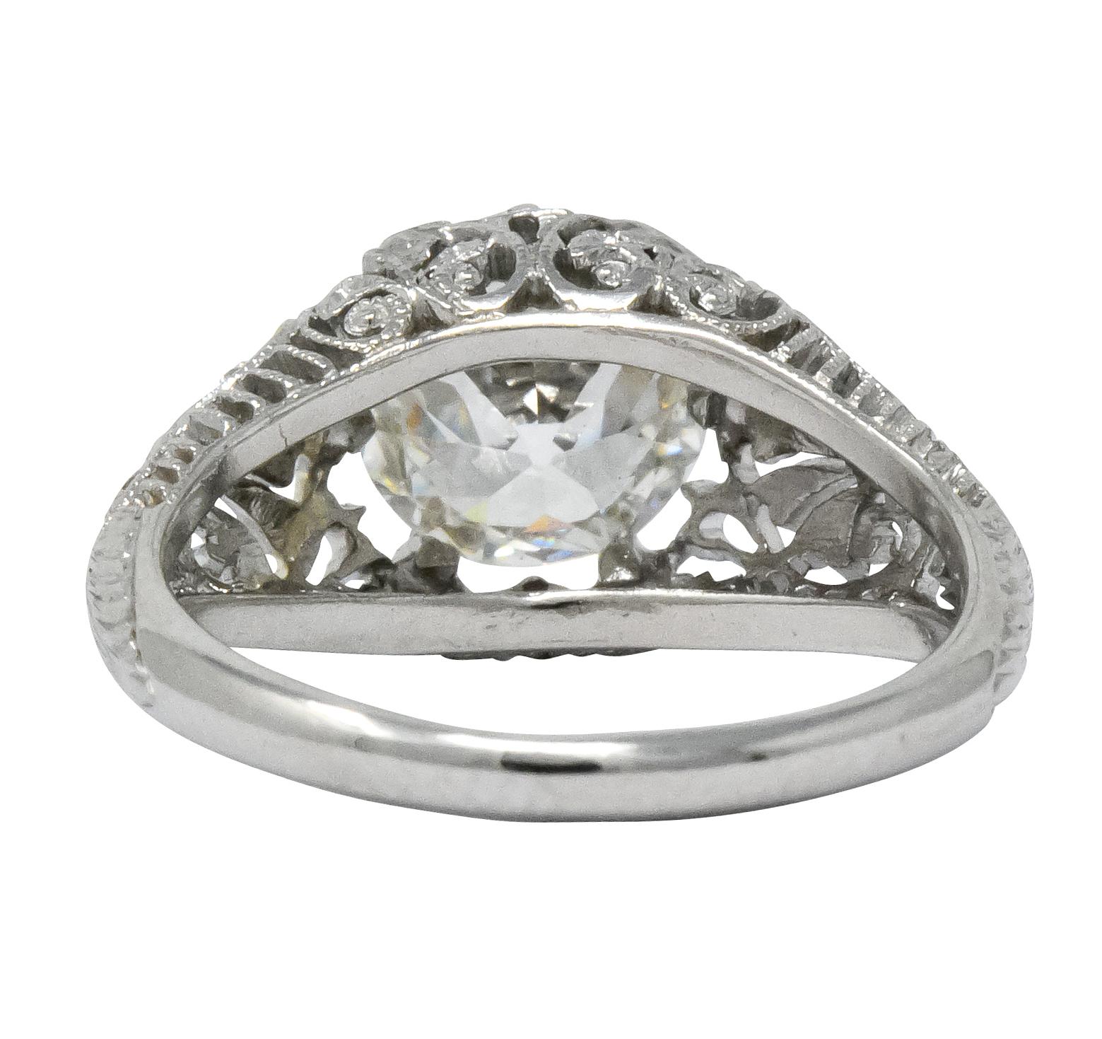 Edwardian 1.25 Carat Old European Diamond Platinum Engagement Ring GIA In Excellent Condition In Philadelphia, PA