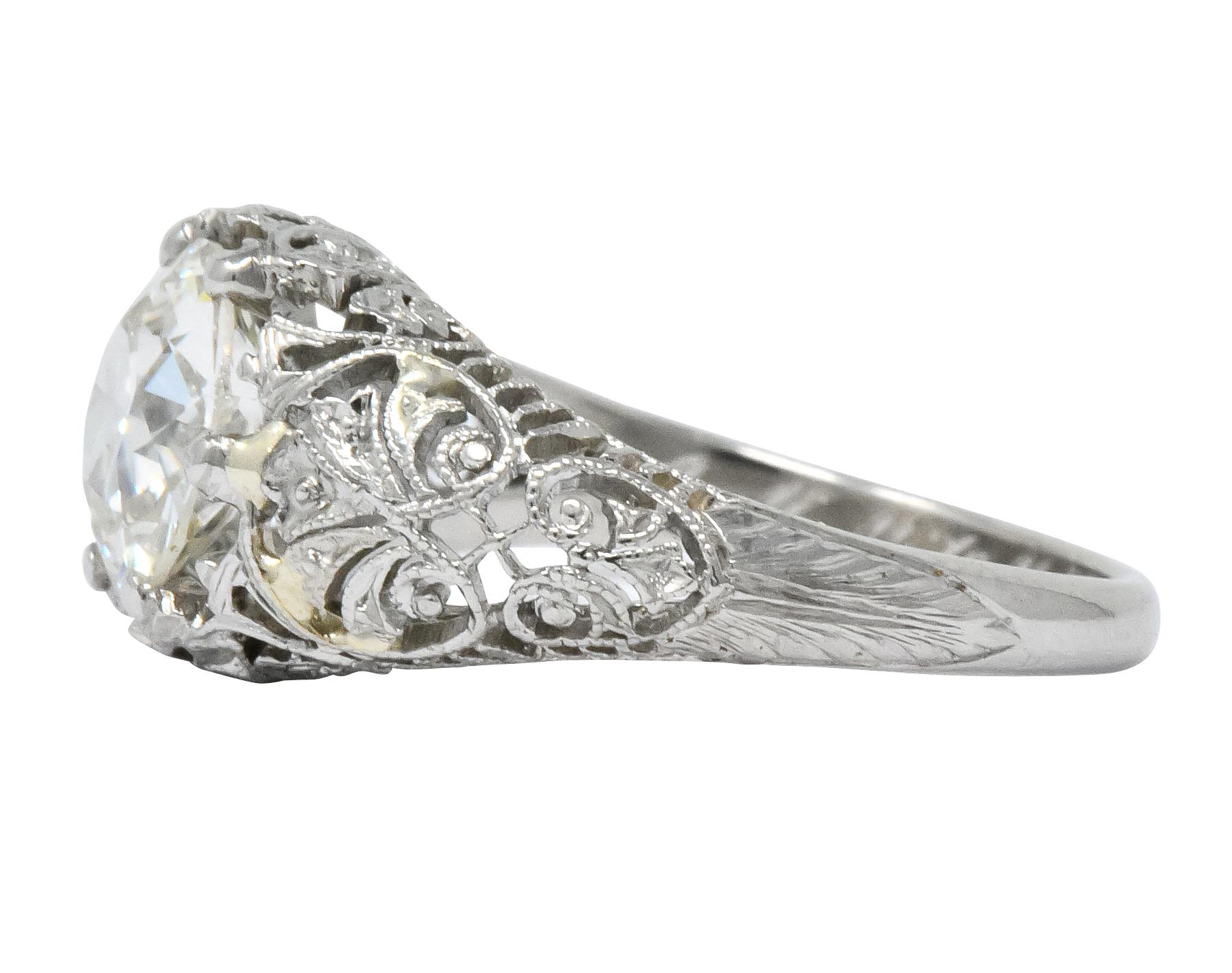 Women's or Men's Edwardian 1.25 Carat Old European Diamond Platinum Engagement Ring GIA