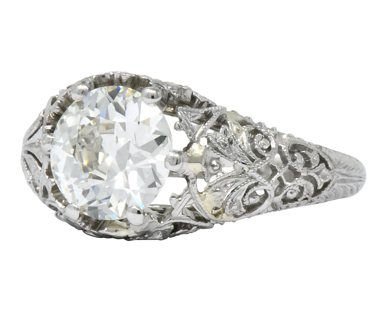 Edwardian 1.25 Carat Old European Diamond Platinum Engagement Ring GIA 1