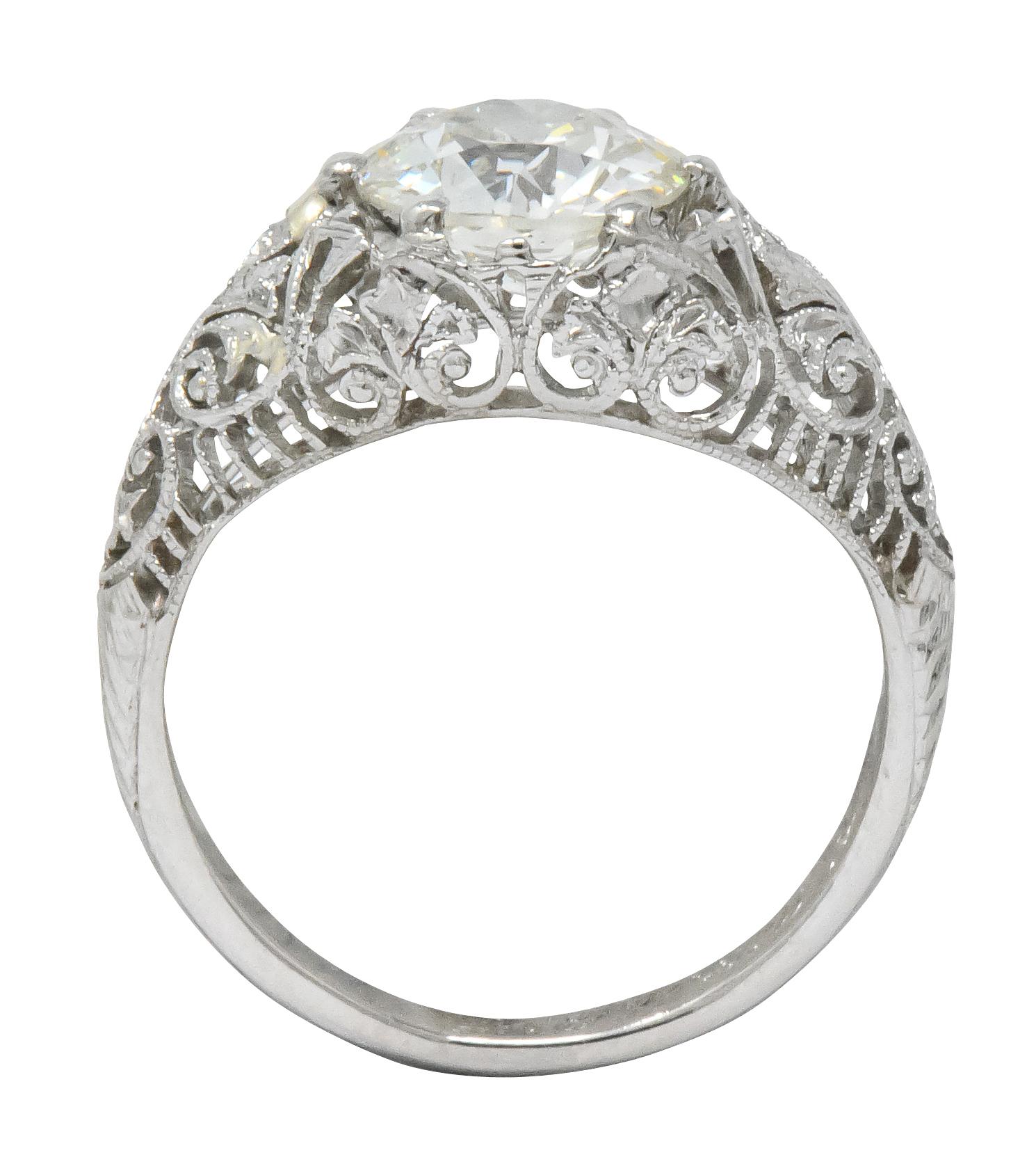 Edwardian 1.25 Carat Old European Diamond Platinum Engagement Ring GIA 2