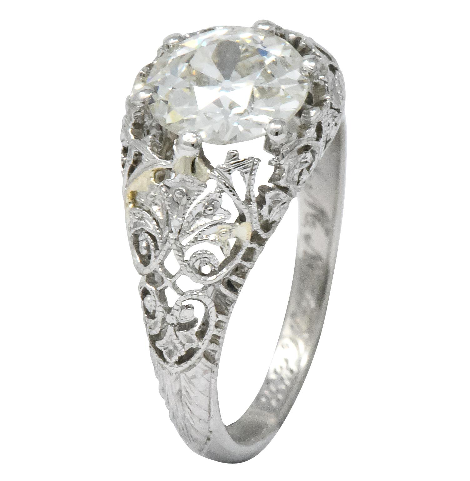Edwardian 1.25 Carat Old European Diamond Platinum Engagement Ring GIA 4