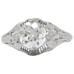 Edwardian 1.25 CTW Old European Cut Diamond Platinum Alternative Ring GIA
