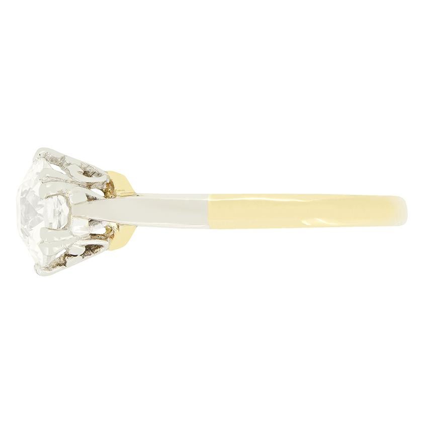Édouardien Bague solitaire à diamant de 1,25 ct de style édouardien, C.C.A. en vente