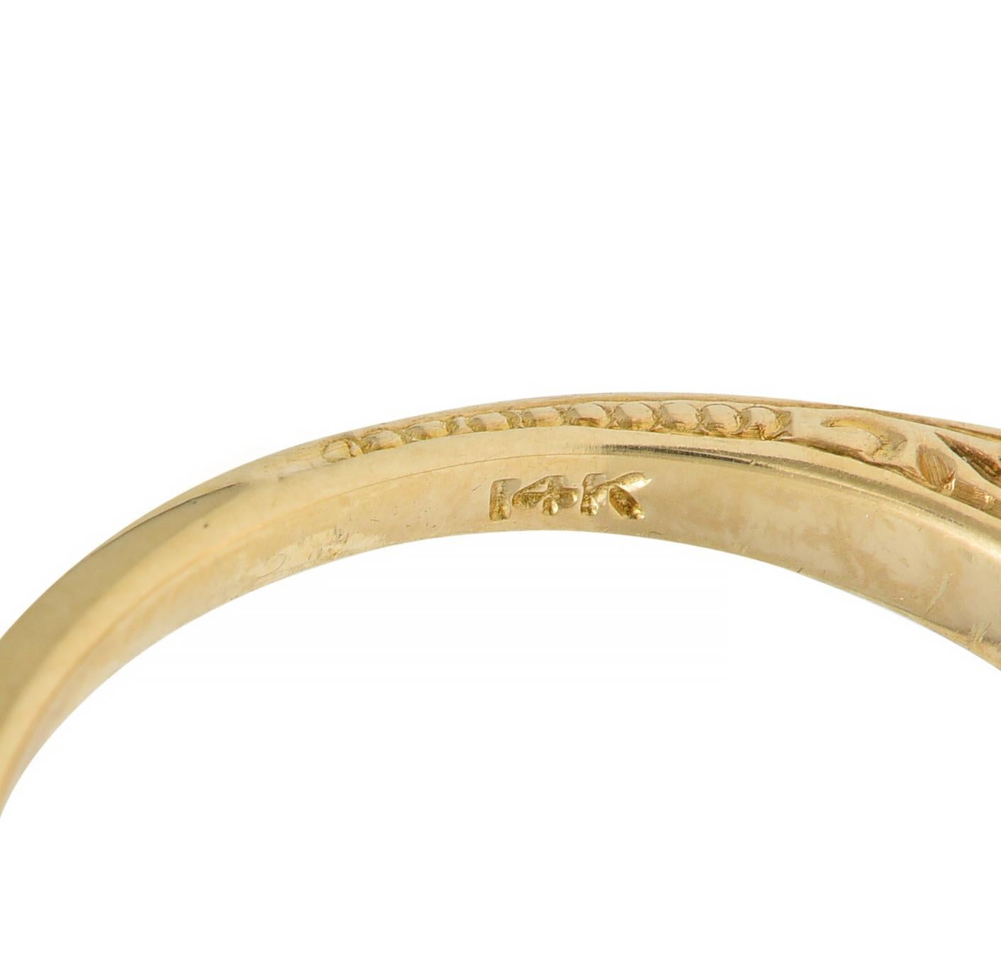 Edwardian 1.26 CTW Old European Diamond 14 Karat Gold Antique Engagement Ring 3