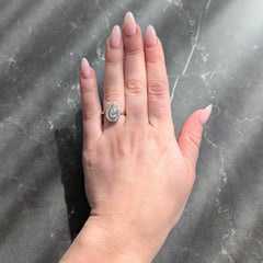 Edwardian 1.27 CTW Pear Cut Diamond Platinum 14K Gold Antique Floating Halo Ring