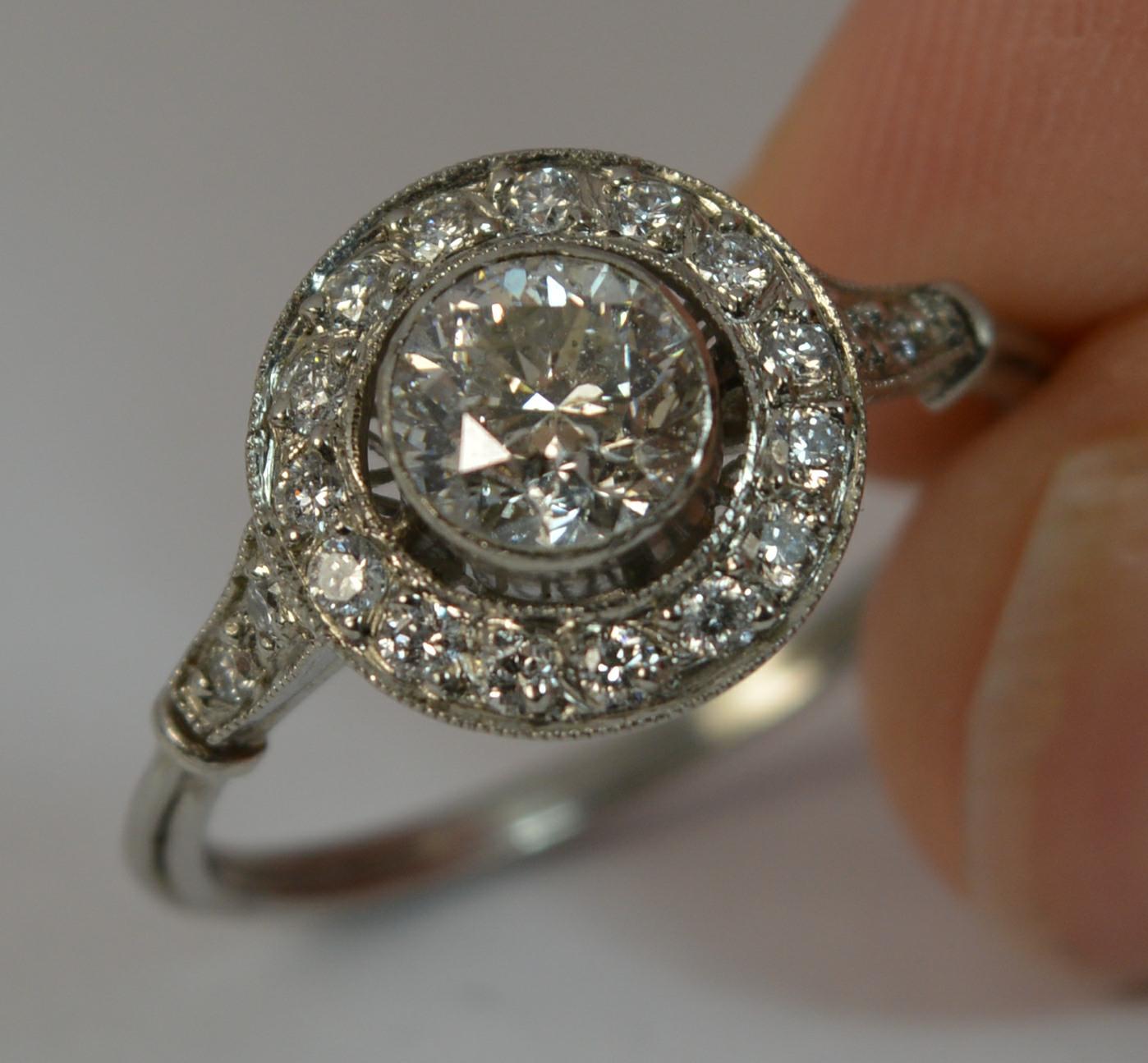 Edwardian 1.30 Carat Old Cut Diamond and Platinum Halo Engagement Ring 7