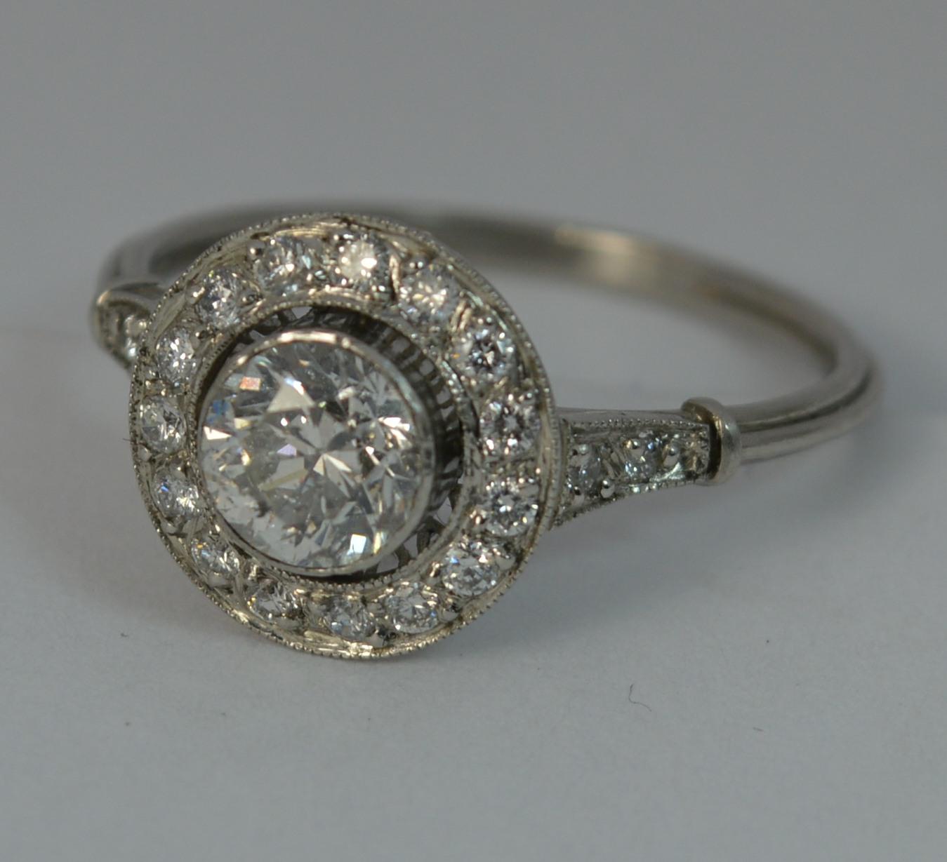Edwardian 1.30 Carat Old Cut Diamond and Platinum Halo Engagement Ring 8