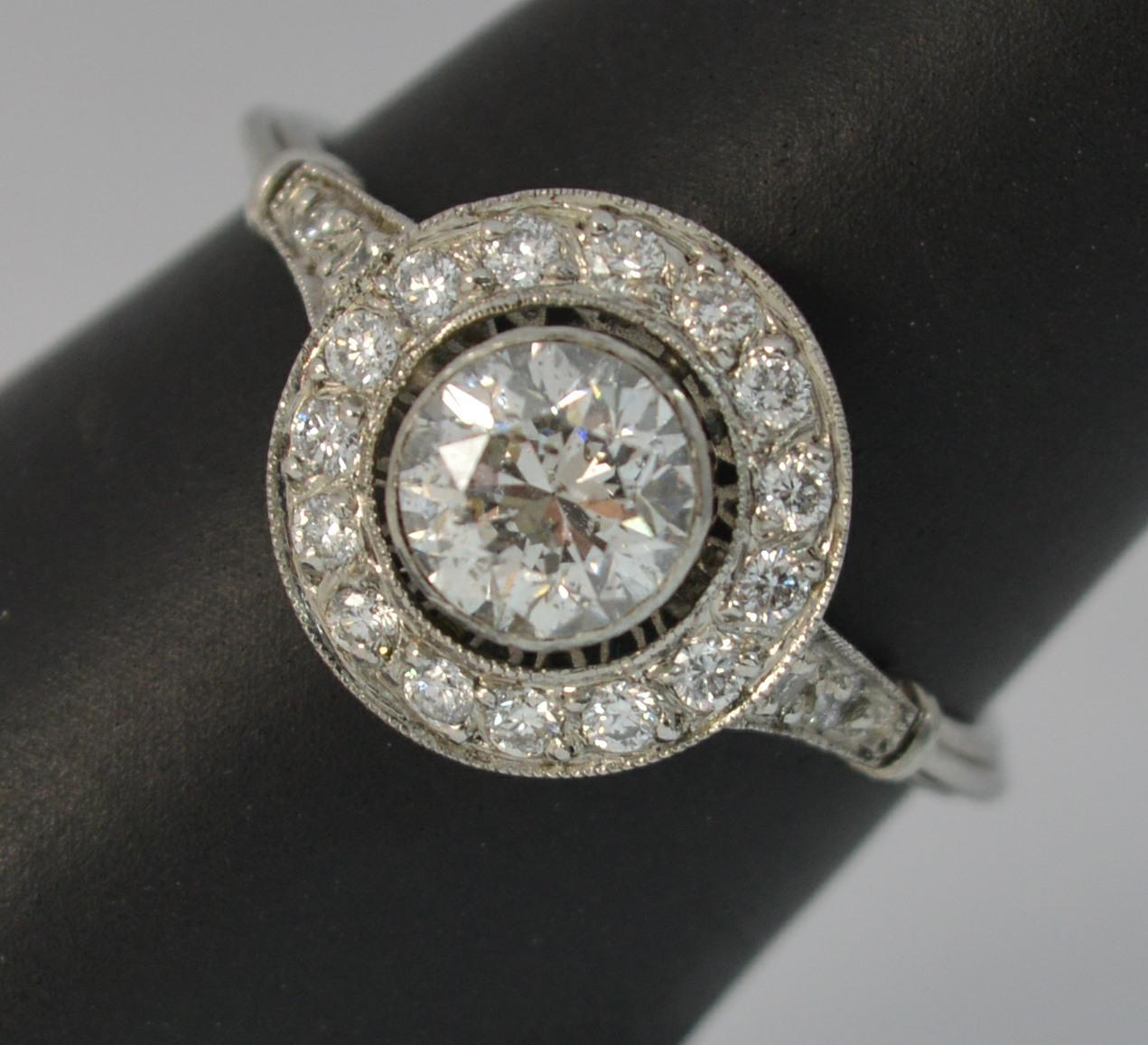 Edwardian 1.30 Carat Old Cut Diamond and Platinum Halo Engagement Ring 9